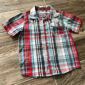 3/$12 5t boys plaid button down shirt